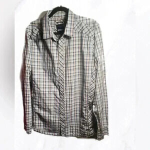 Prana  slim fit western style button down snap button long sleeve shirt L